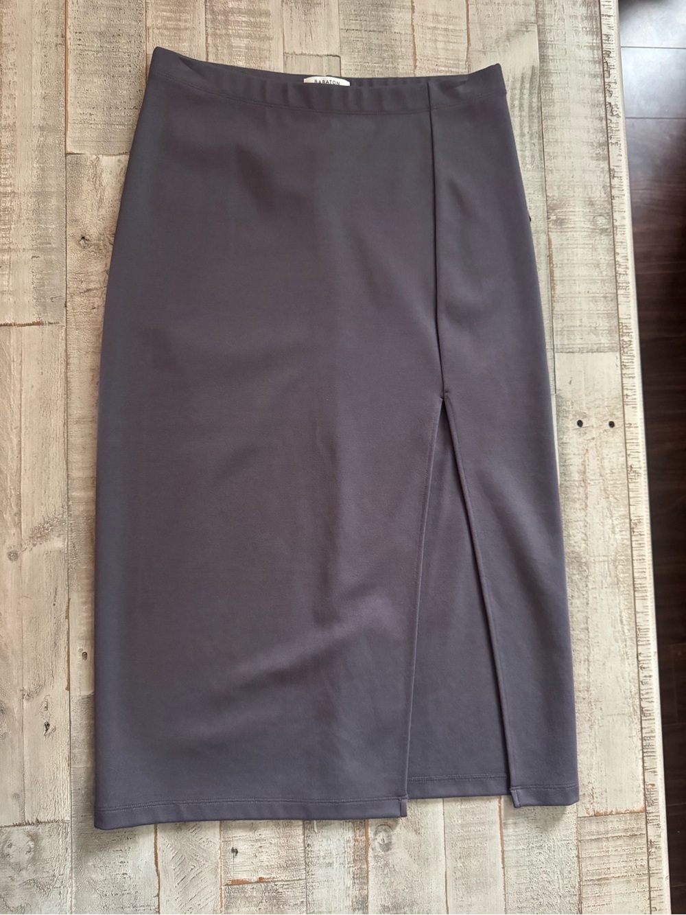 Babaton Charcoal Gray Pencil Skirt with Front Slit
